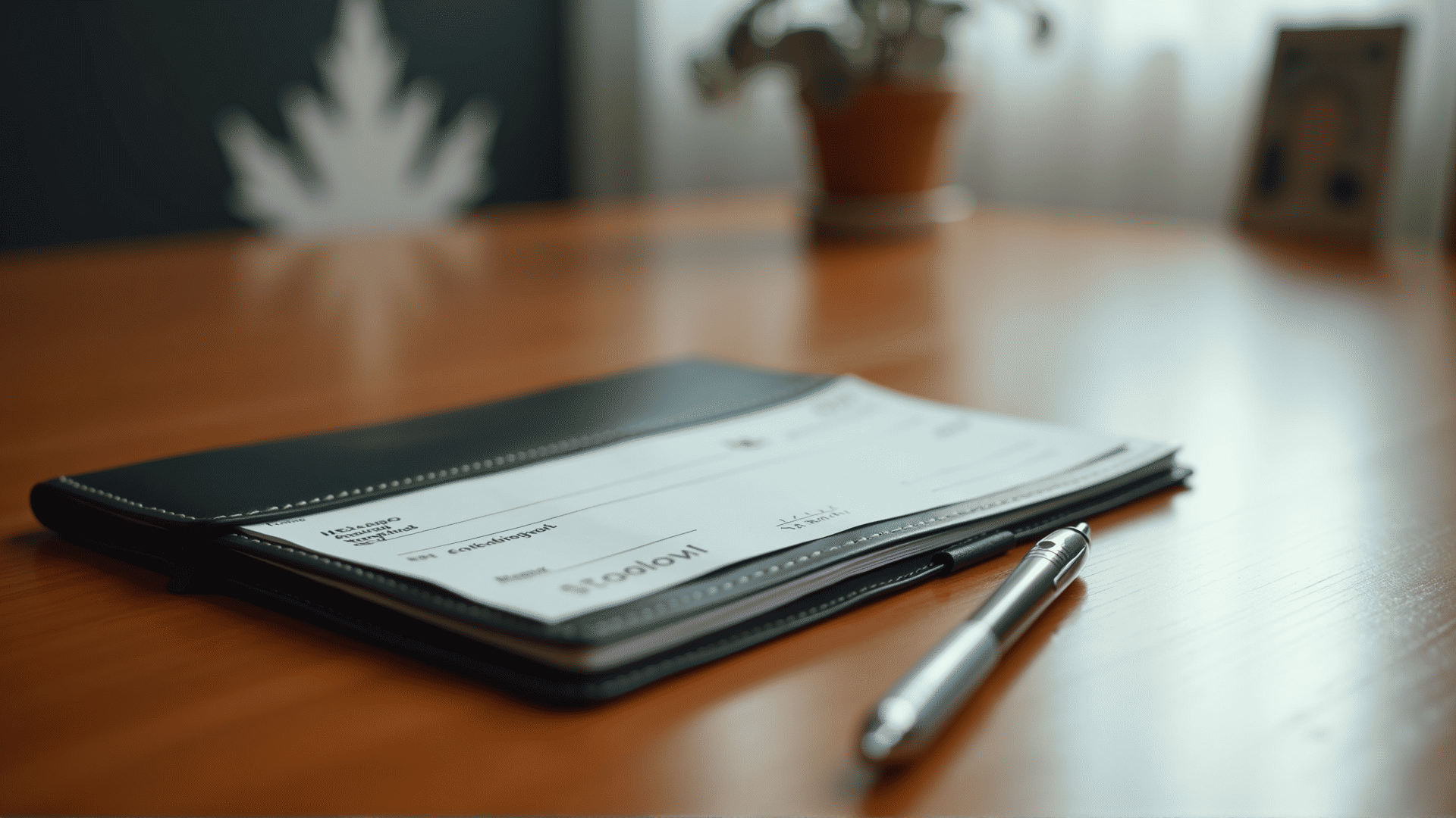 Checkbook and pen